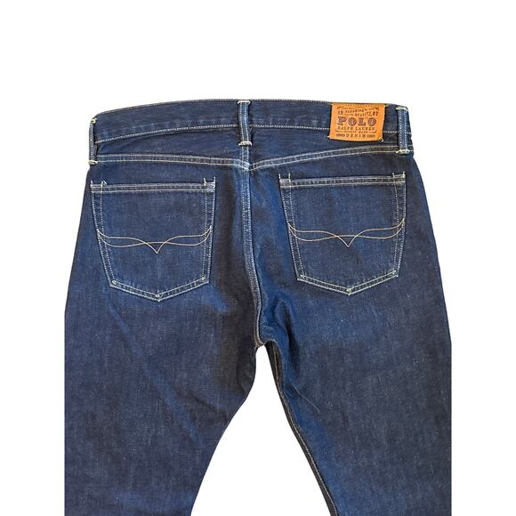 Polo Ralph Lauren Jeans Mens Size 34x30 Blue Slim Straight 018 Dark Wash Preppy - Picture 3 of 11